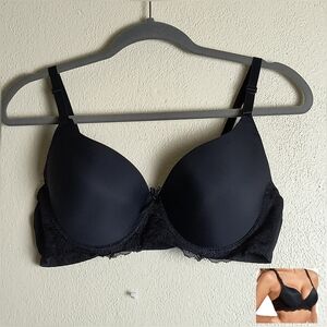 Push Up Bra with Underwire Support Size 36DD Black
